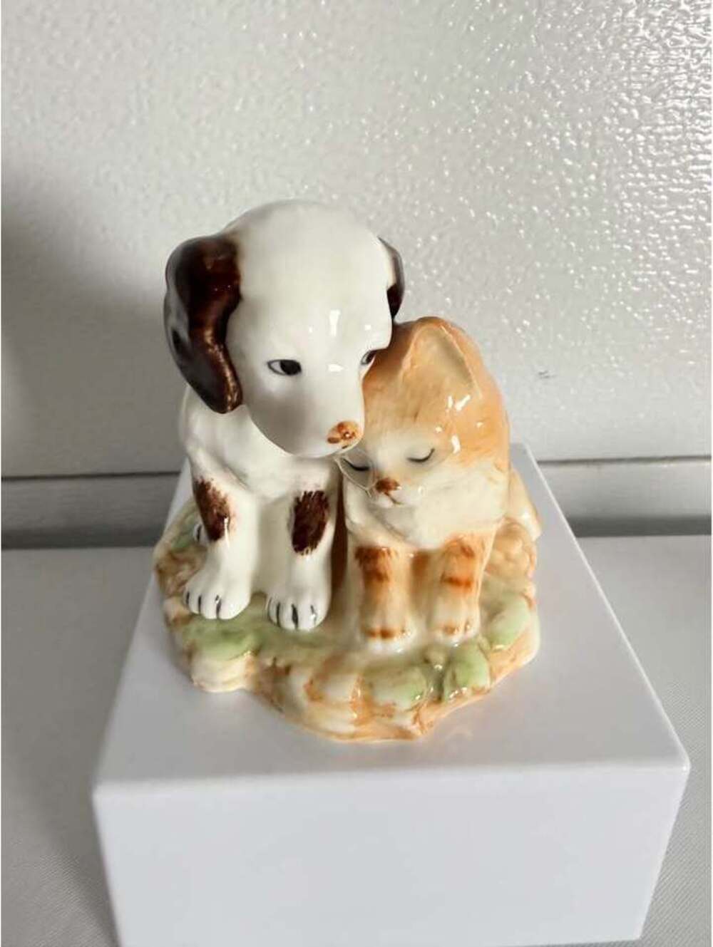 Vintage Porcelain Dog and Cat Figurine
